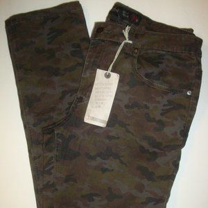 21 Men SLIM Fit Pants Camo Print Olive Brown 34x33